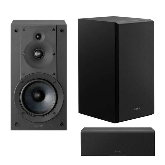 Sony 3-Way 3-Driver Hi-Res Bookshelf Speakers Pair with 2-Way Center Speaker 2025 Bundle