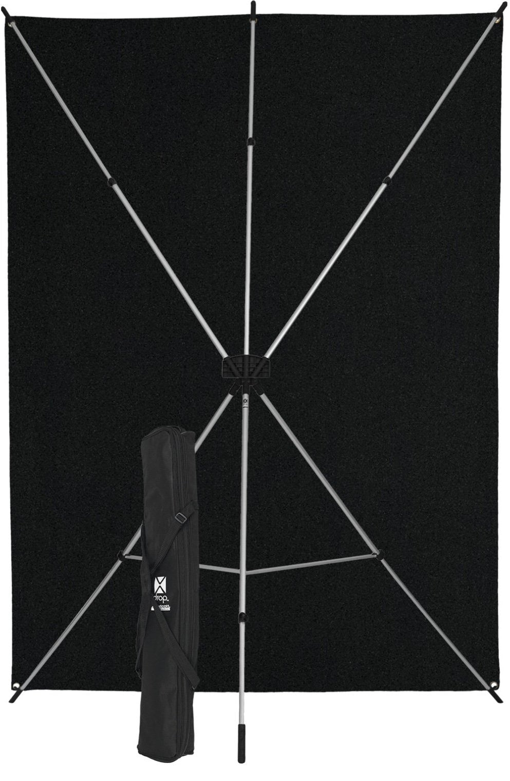 Westcott X-Drop Wrinkle-Resistant Backdrop Kit (Rich Black, 5' x 7') Includes lightweight stand, backdrop, and carry case