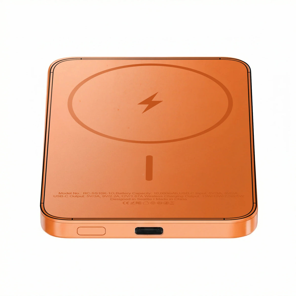 ReelCharge ReelSafe Solid State 5,000 mAh Qi2 Wireless Power Bank (Orange)