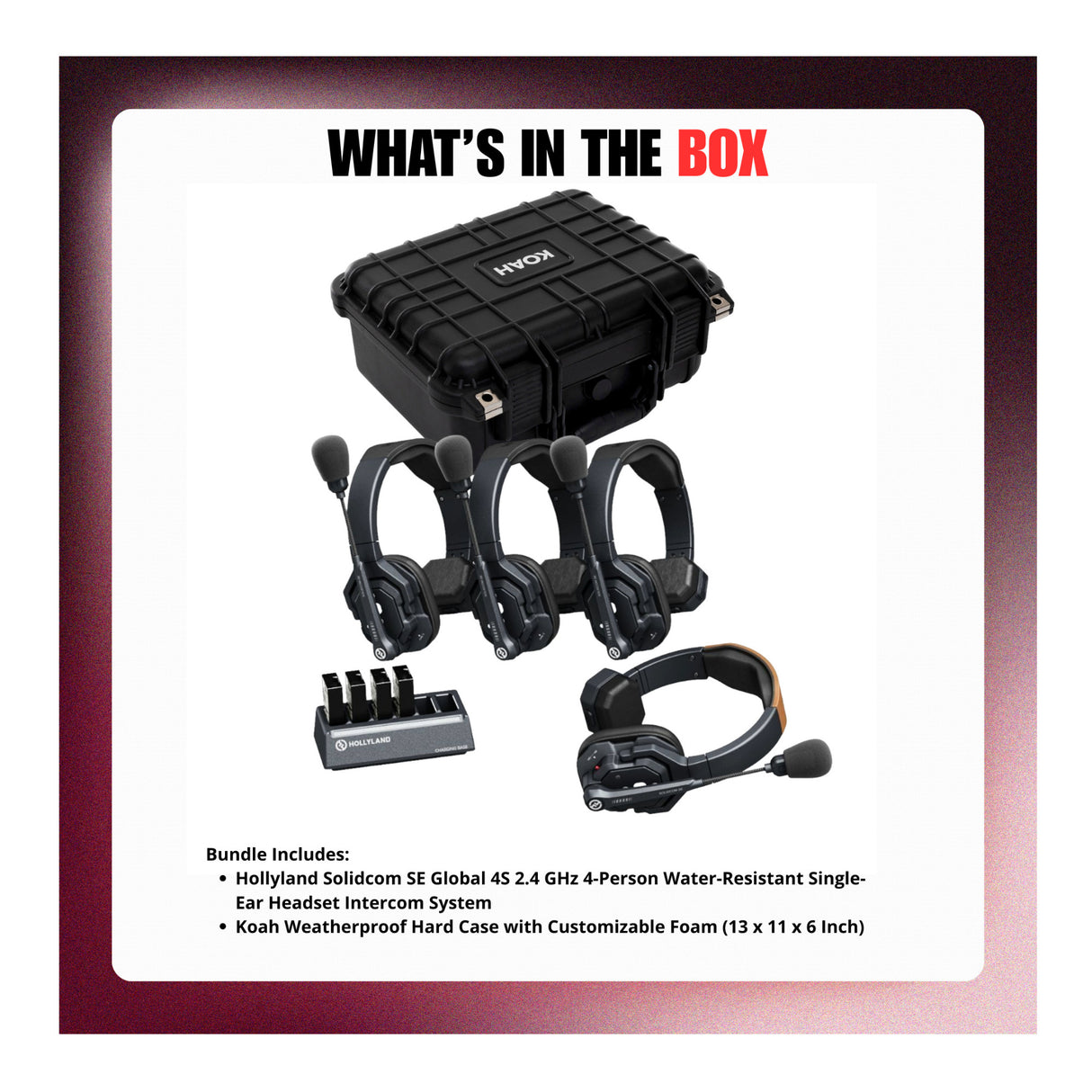 Hollyland Solidcom SE Global 4S 4-Person Single-Ear Headset Intercom System (2.4 GHz) with Hard Case - 9