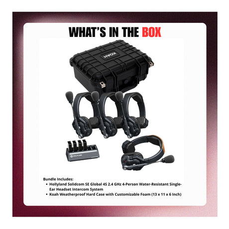 Hollyland Solidcom SE Global 4S 4-Person Single-Ear Headset Intercom System (2.4 GHz) with Hard Case - 9