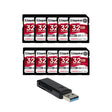 Kingston Canvas React Plus 32GB U3 V90 SD Memory Card (10-Pack) with 2-in-1 USB 3.0 Card Reader - 1