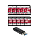 Kingston Canvas React Plus 32GB U3 V90 SD Memory Card (10-Pack) with 2-in-1 USB 3.0 Card Reader - 1