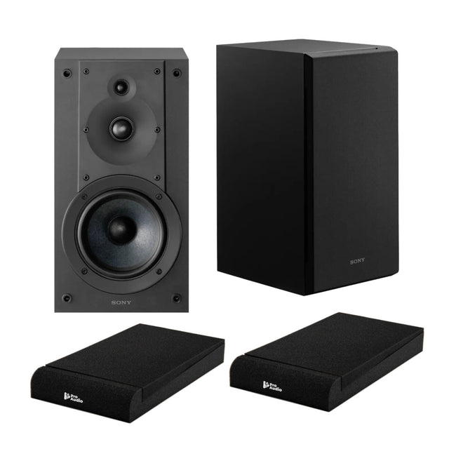 Sony SSCS5M2 3-Way 3-Driver Bookshelf Speaker System (Black) Bundle with Isolation Pads - 1