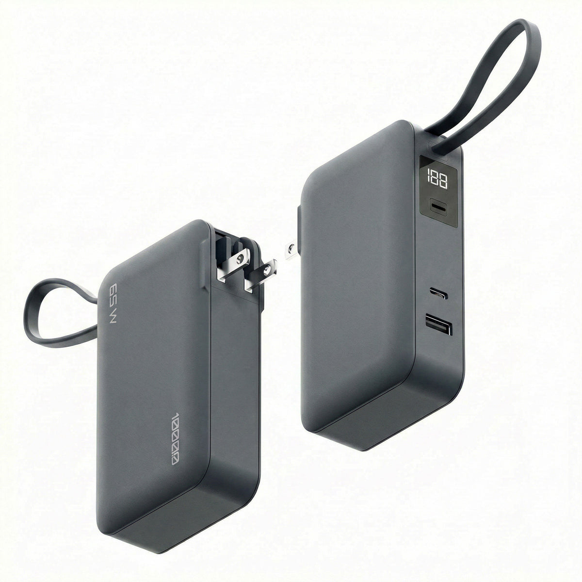 ReelCharge 10,000 mAh 65W Power Bank Flex (Gray)