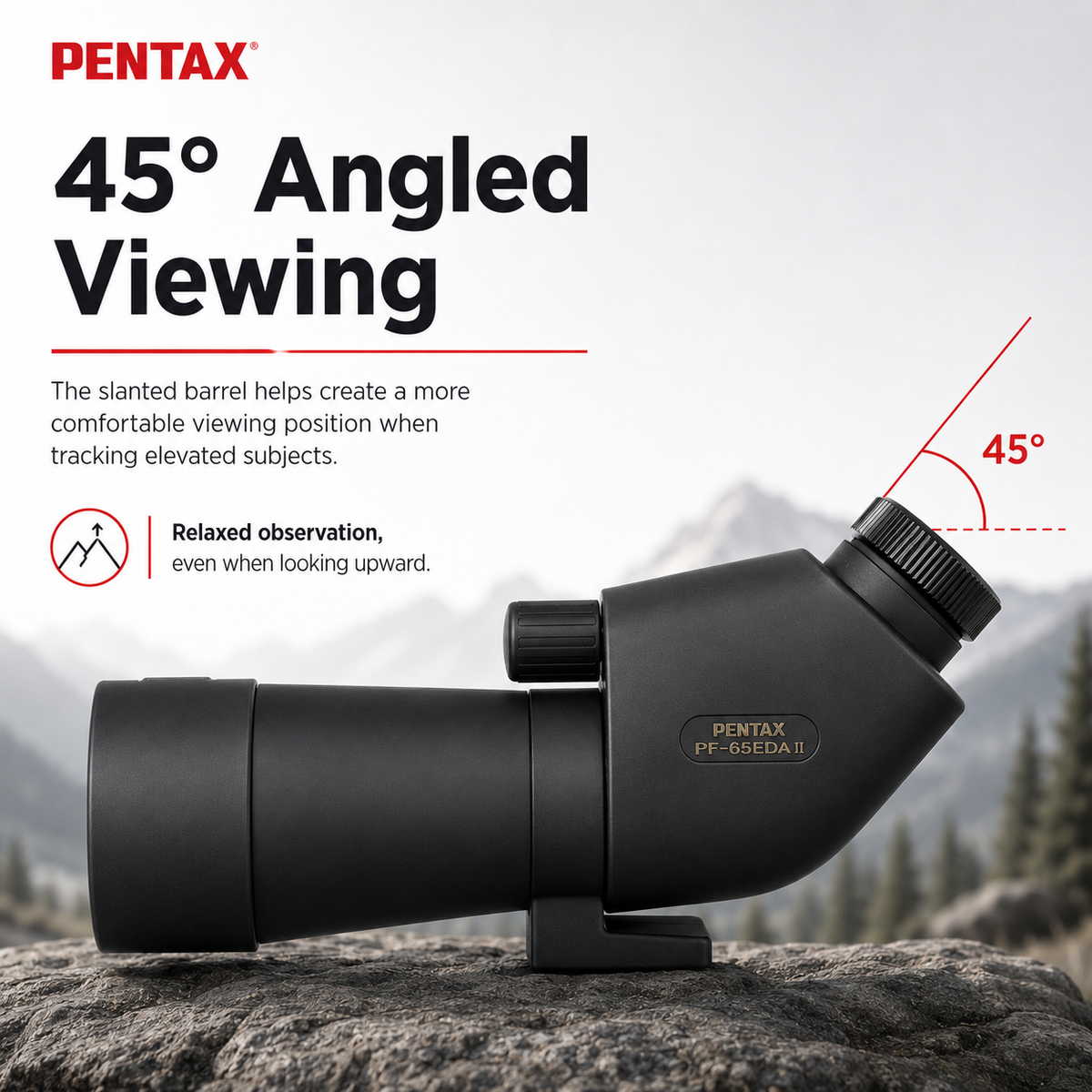 Pentax PF-65EDA II 65mm Spotting Scope (Angled Viewing, Eyepiece Required)