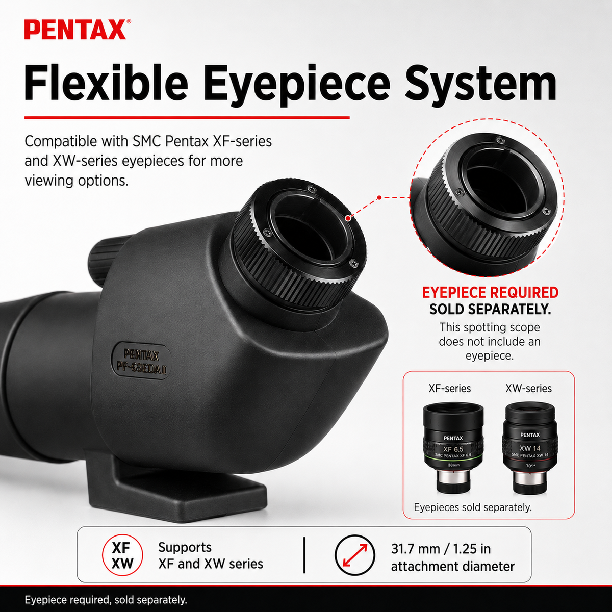 Pentax PF-65EDA II 65mm Spotting Scope (Angled Viewing, Eyepiece Required)