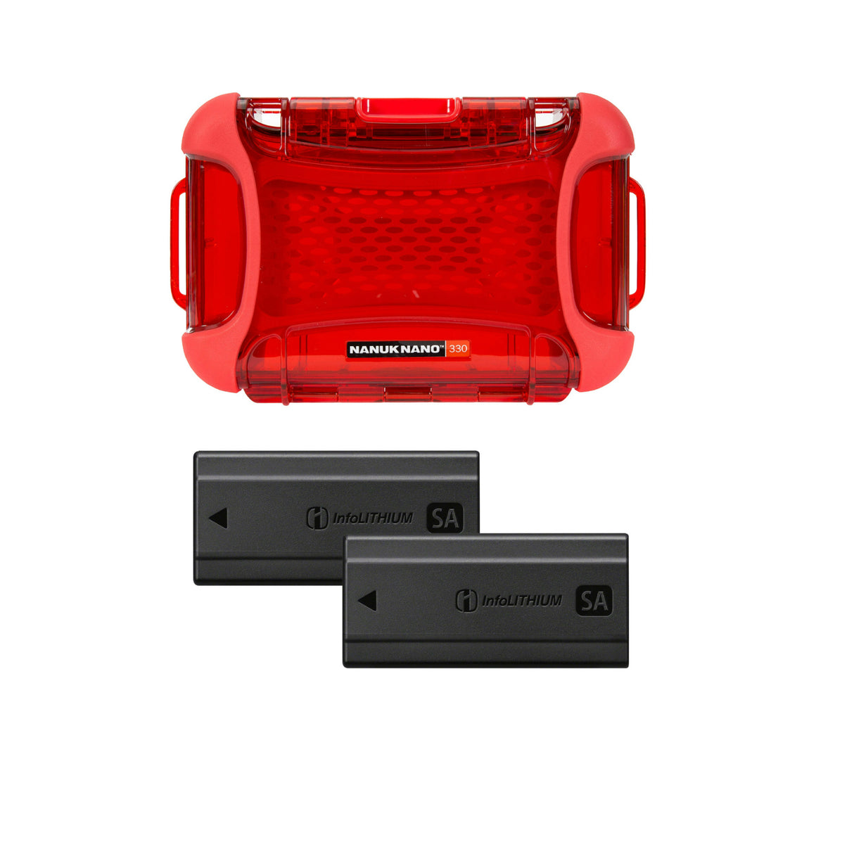 Sony NPSA100 SA-Type 2670 mAh Rechargeable Battery Pack (2-Pack) with Waterproof Large Hard Case - 1