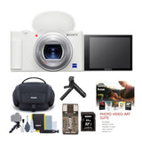 Sony ZV-1 Camera for Content Creators and Vloggers (White) with Vlogger Accessory Bundle