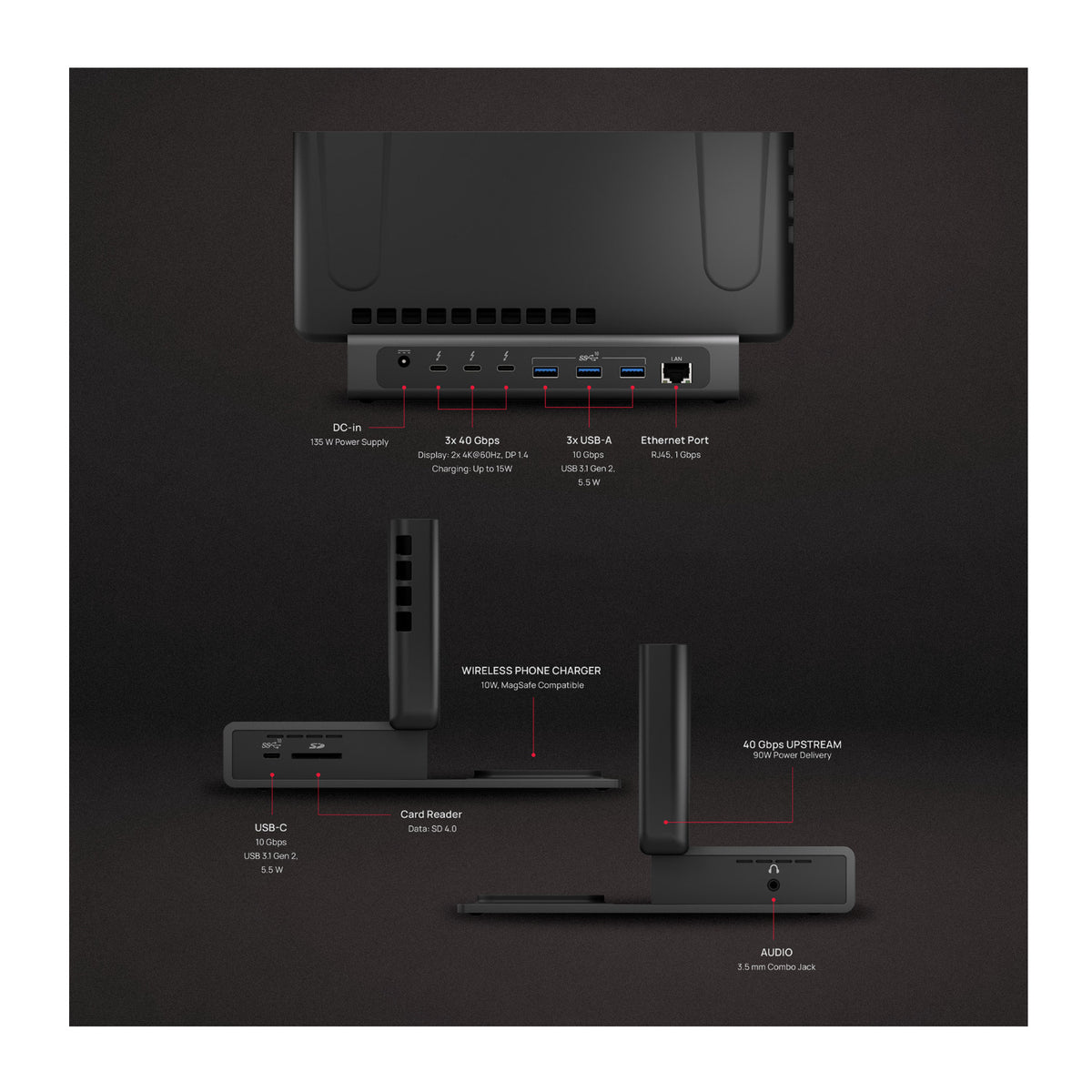 Brydge ProDock Duo TB4 Docking Station Bundle with Adapter Sleeve for 15-Inch Macbook Air - 7