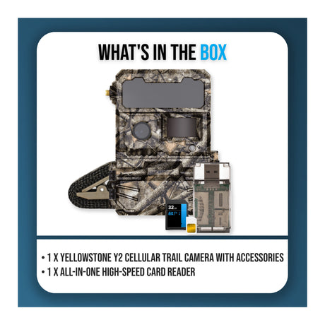 Yellowstone Y2 4G LTE Cellular Trail Camera Bundle with High-Speed Card Reader, and Accessories - 9