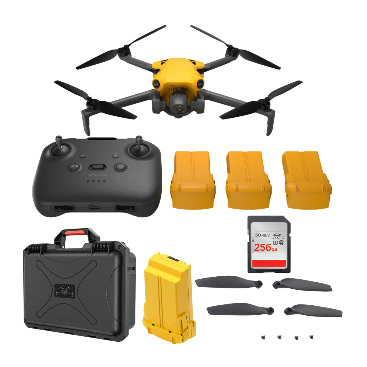 SKYROVER X1 48MP 4K Fly More Combo Drone (Yellow) Bundle with Accessories - 1