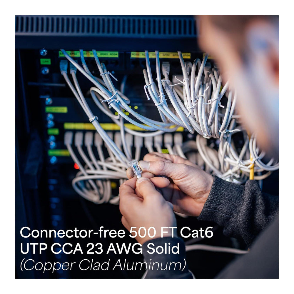 500-Ft Bulk Cat6 Ethernet Cable (Gray) with RJ45 Pass Through Crimper Kit Bundle