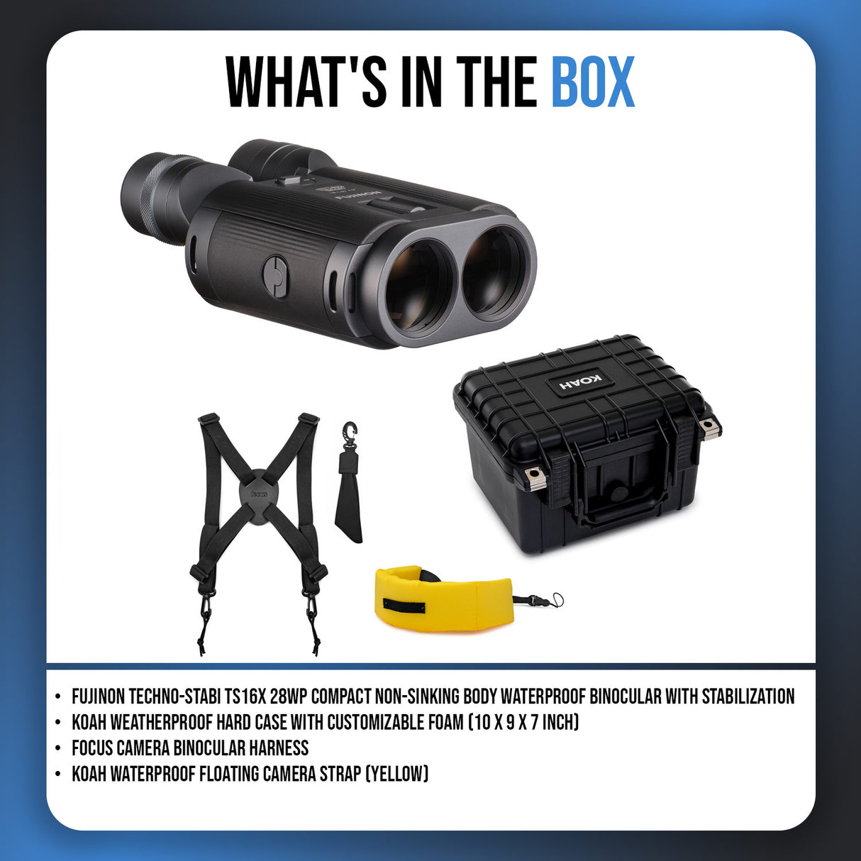 Fujifilm Techno-Stabi TS16x28WP Electronic Stabilized Binoculars with Case and Accessories Bundle