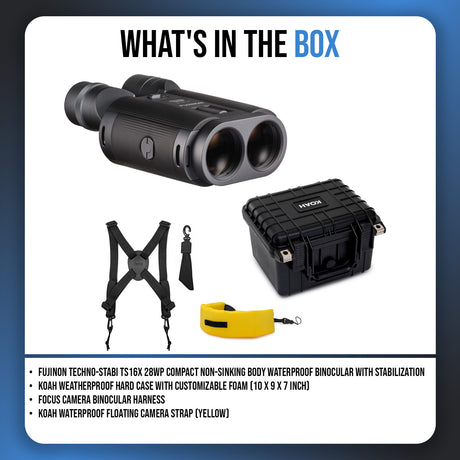 Fujifilm Techno-Stabi TS16x28WP Electronic Stabilized Binoculars with Case and Accessories Bundle