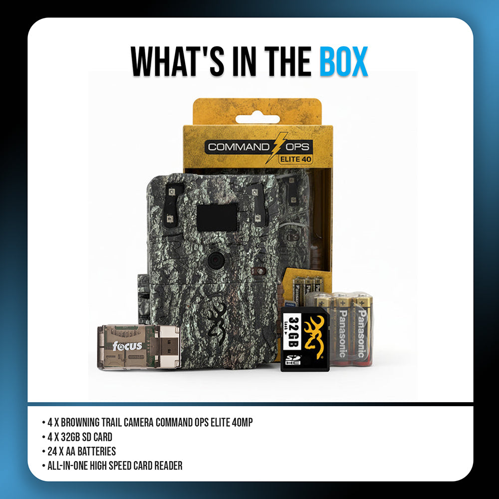 Browning Trail Camera Command Ops Elite 40 Bundle (4-Pack)