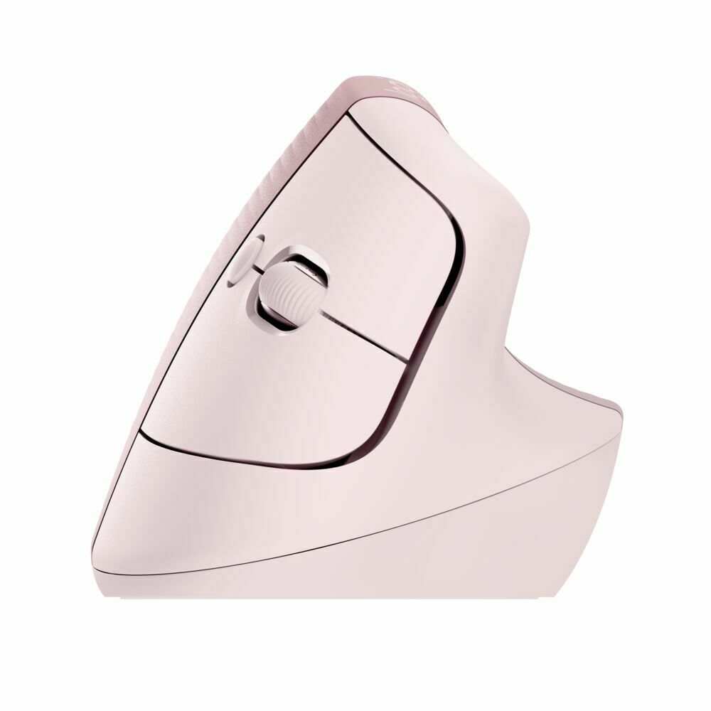 Logitech Lift Vertical Wireless Ergonomic Mouse with 4 Customizable Buttons (Rose)