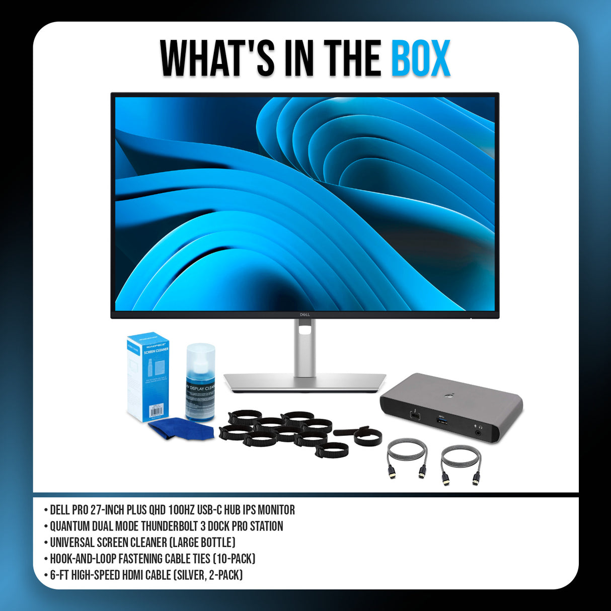 Dell Pro 27-Inch Plus QHD 100Hz USB-C Hub IPS Monitor Bundle