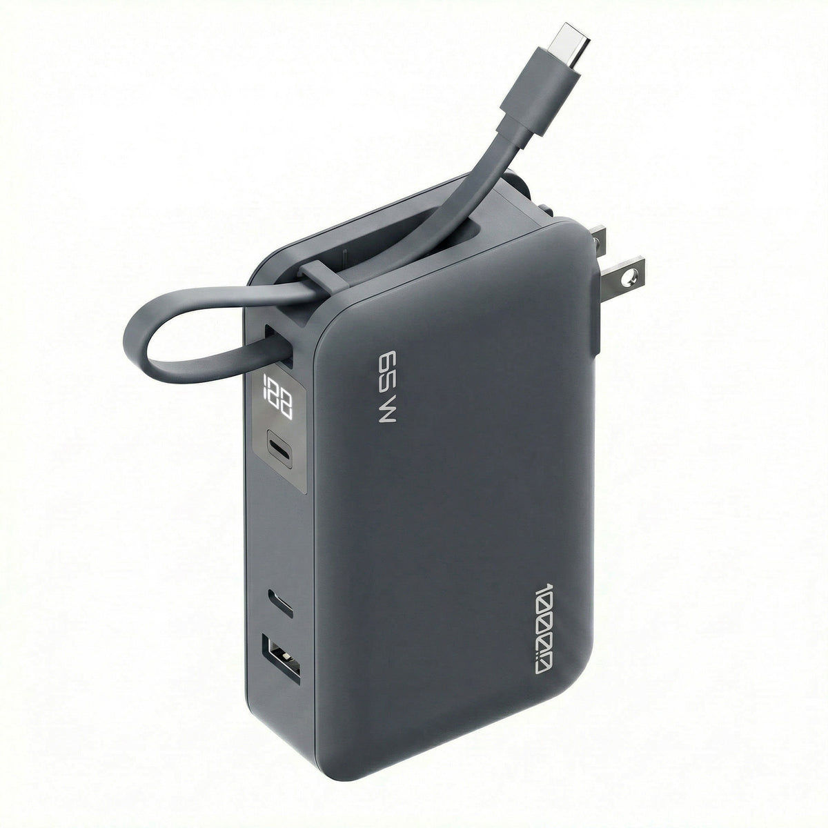 ReelCharge 10,000 mAh 65W Power Bank Flex (Gray)