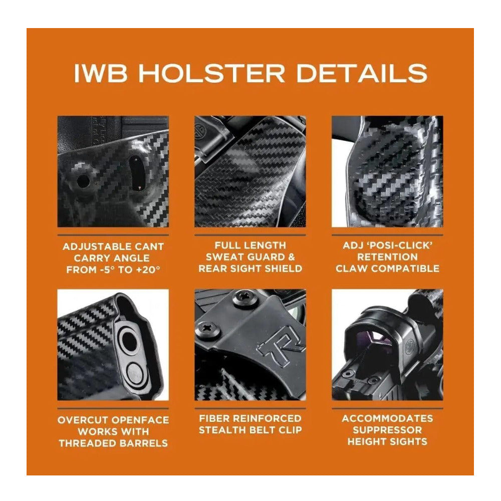 Rounded IWB Holster Fits: Glock 19 19X 23 32 45 (G1-5) Holster Carbon Fiber (American Made)-5