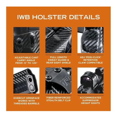 Rounded IWB Holster Fits: Glock 19 19X 23 32 45 (G1-5) Holster Carbon Fiber (American Made)-5