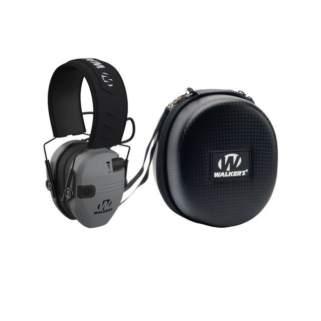 Walker's Razor Junior Electronic Youth & Women's Hearing Protection Muff (Grey) with Protective Case - 1
