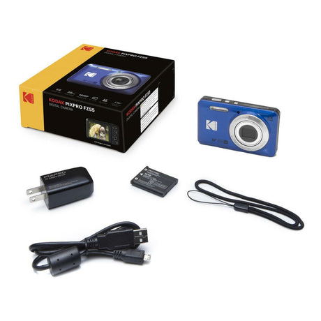 Kodak PIXPRO Friendly Zoom FZ55 (Blue) with Charmera Millennium Edition Bundle-9