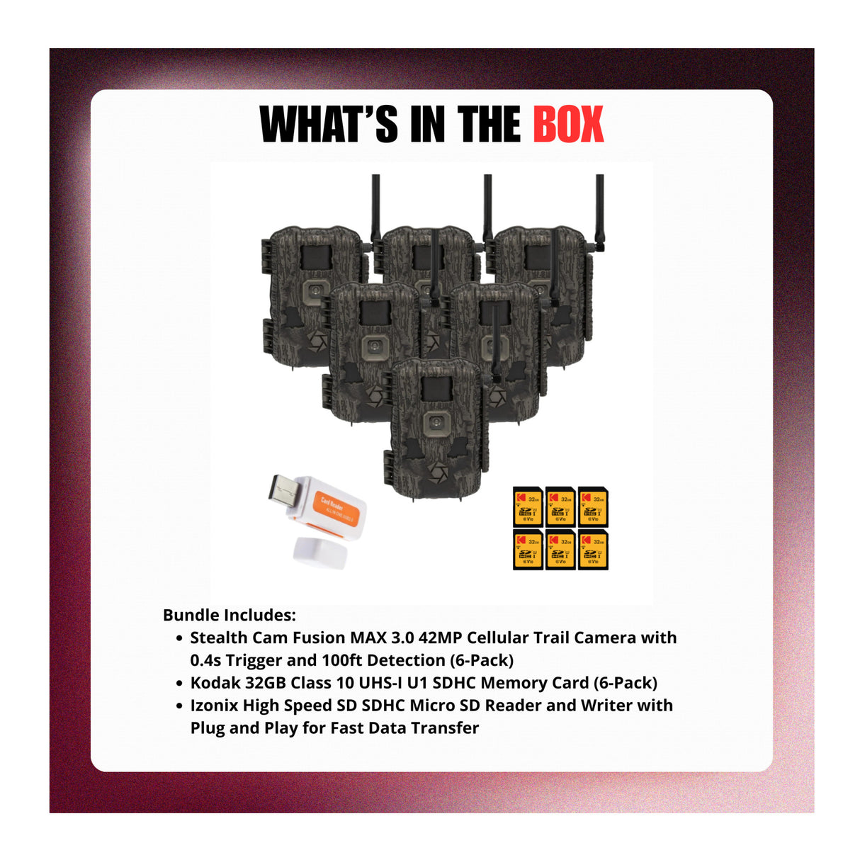 Stealth Cam Fusion MAX 3.0 Cellular Trail Camera 42MP with 32GB Memory Card and Card Reader Bundle-9