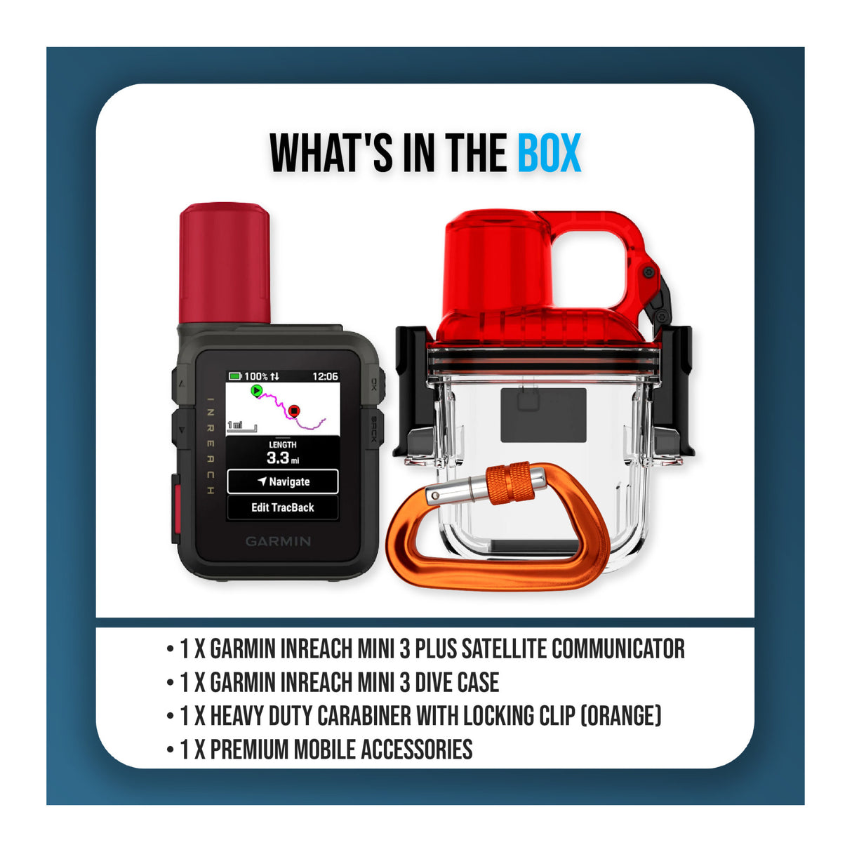 Garmin inReach Mini 3 Plus SOS Satellite Communicator Bundle with Dive Case, and Premium Accessories - 9