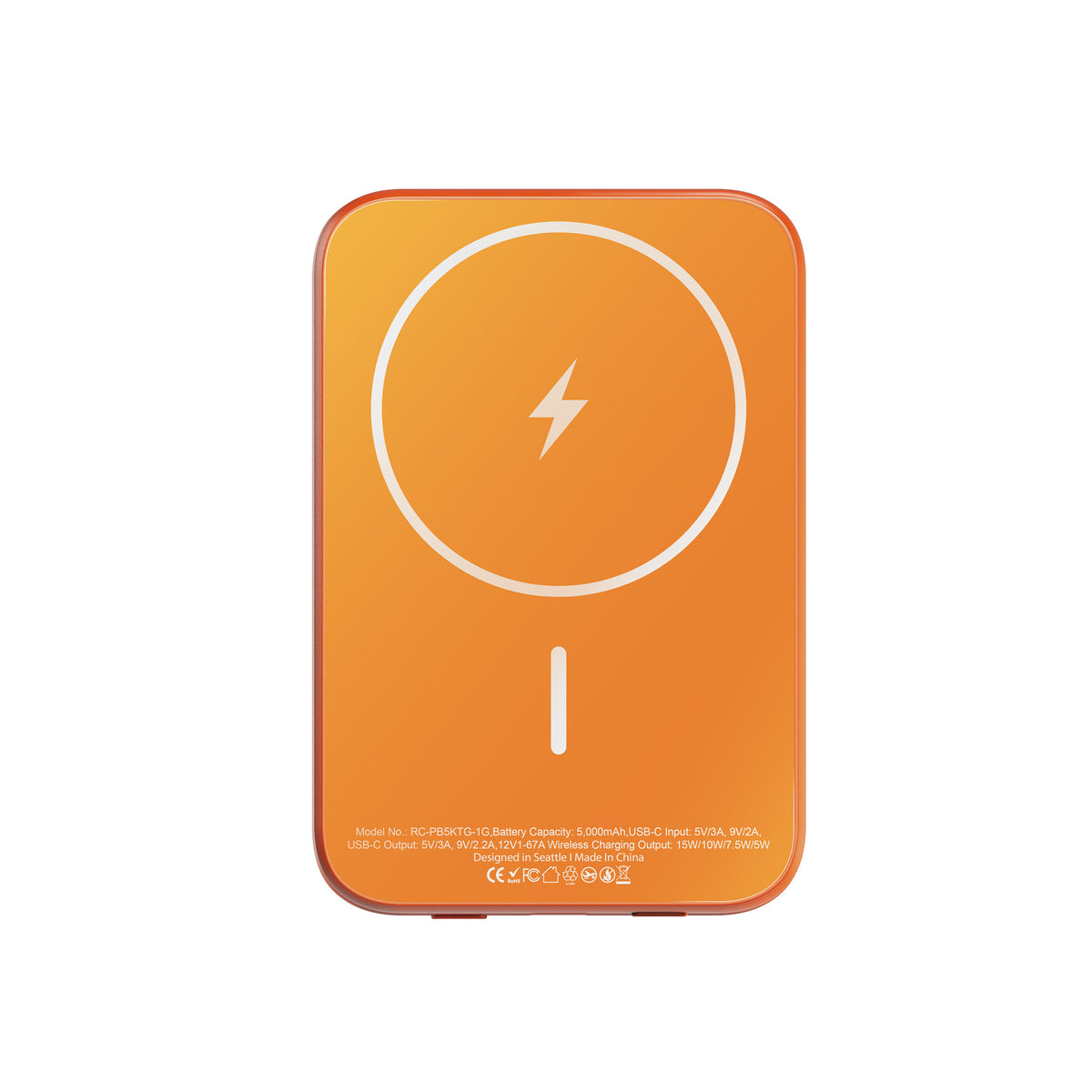 ReelCharge ReelSafe 5,000 mAh Glass Power Bank (Orange)