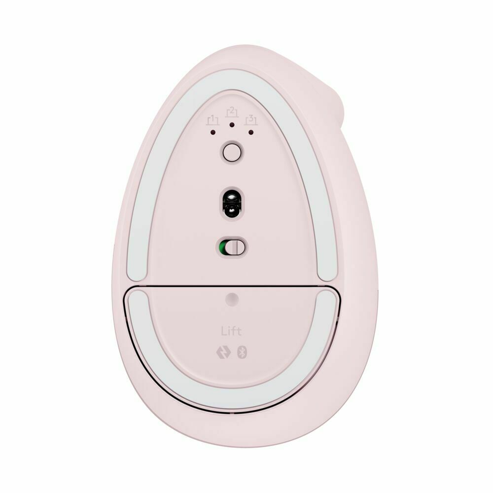 Logitech Lift Vertical Wireless Ergonomic Mouse with 4 Customizable Buttons (Rose)
