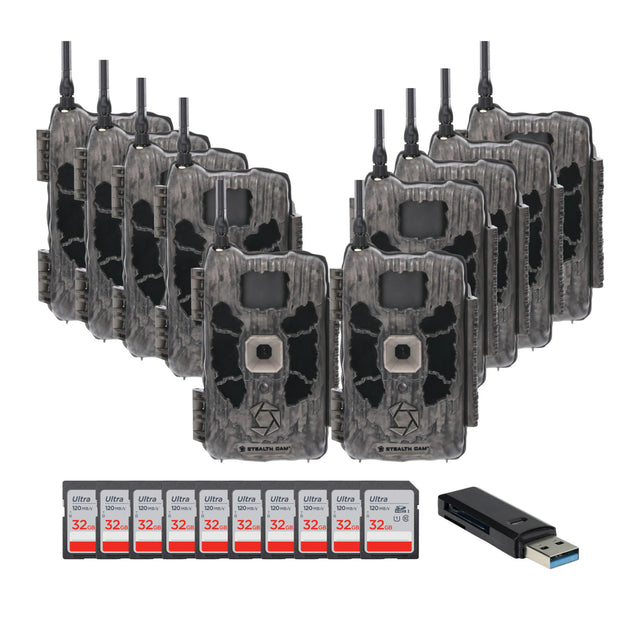 Stealth Cam Deceptor Dual Network Trail Camera (10 Pack) Bundle with 32GB Memory Card & Card Reader - 1