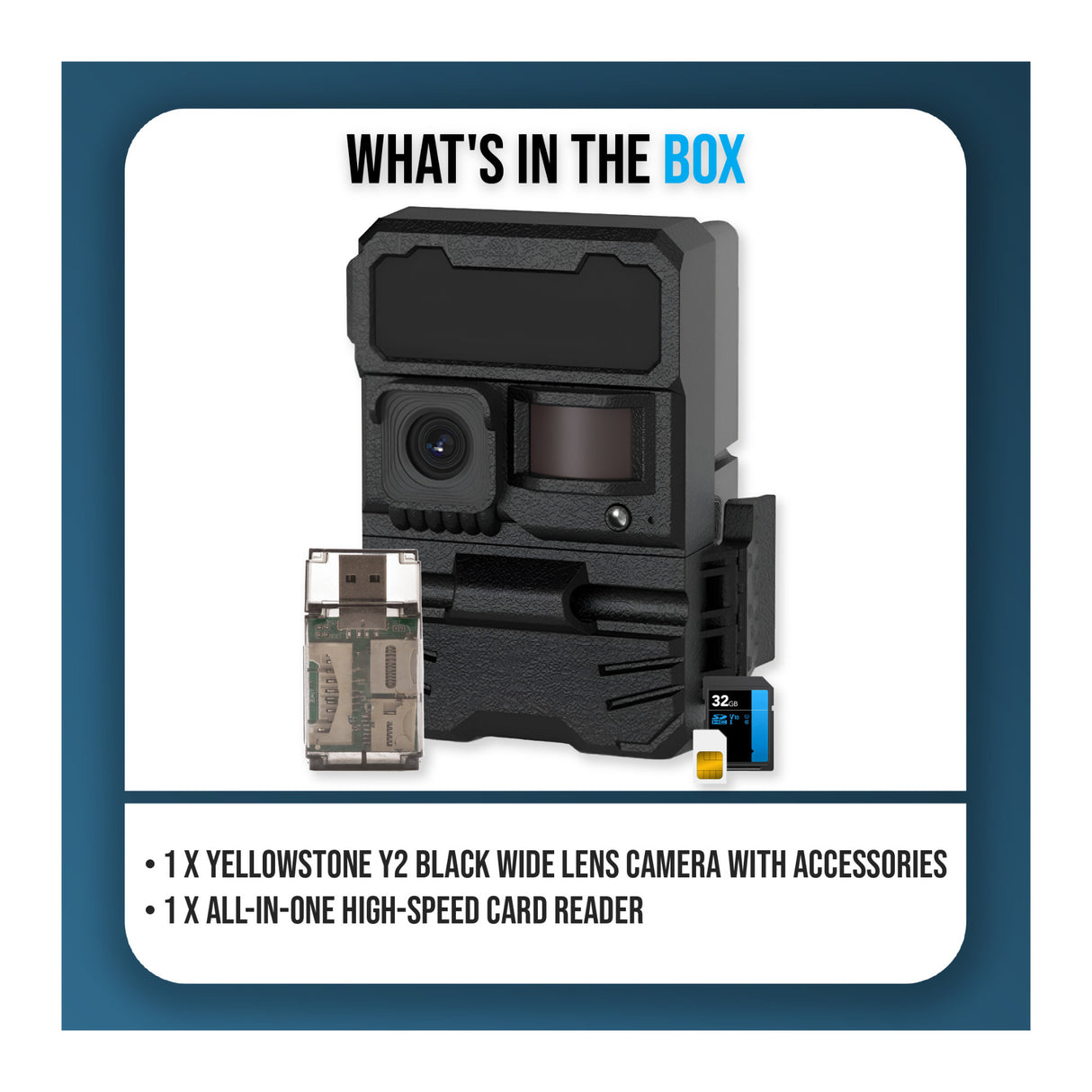 Yellowstone Y2 Black Wide Lens Trail Camera Bundle with High-Speed Card Reader, and Accessories - 9