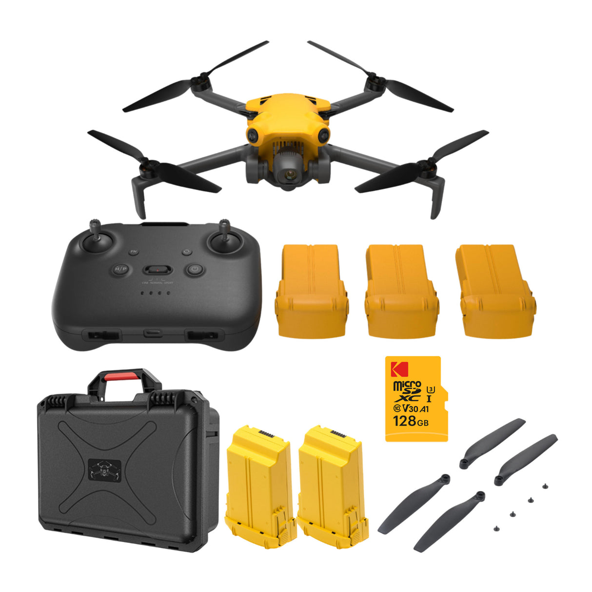 SKYROVER X1 48MP 4K Fly More Combo Drone (Yellow) Bundle with Accessories  - 1