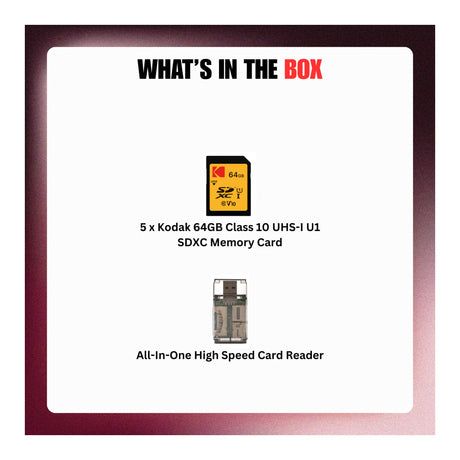 Kodak 64GB Class 10 UHS-I U1 SDXC Memory Card Bundle with Card Reader - 6