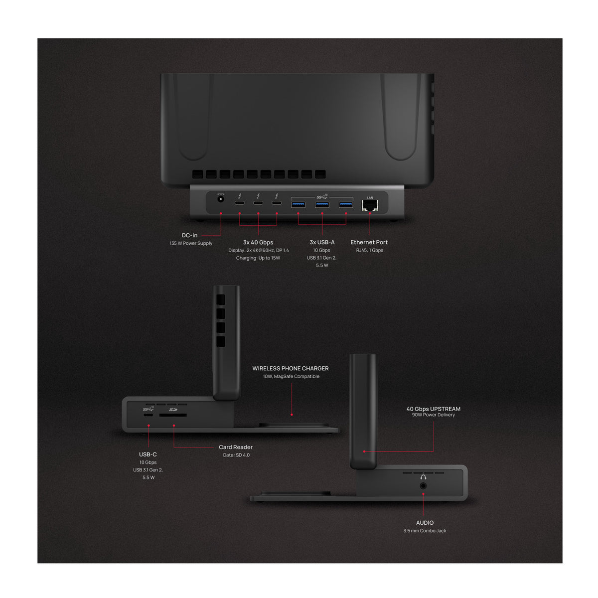 Brydge ProDock Duo TB4 Docking Station Bundle with Adapter Sleeve for 13-Inch Macbook Air - 7
