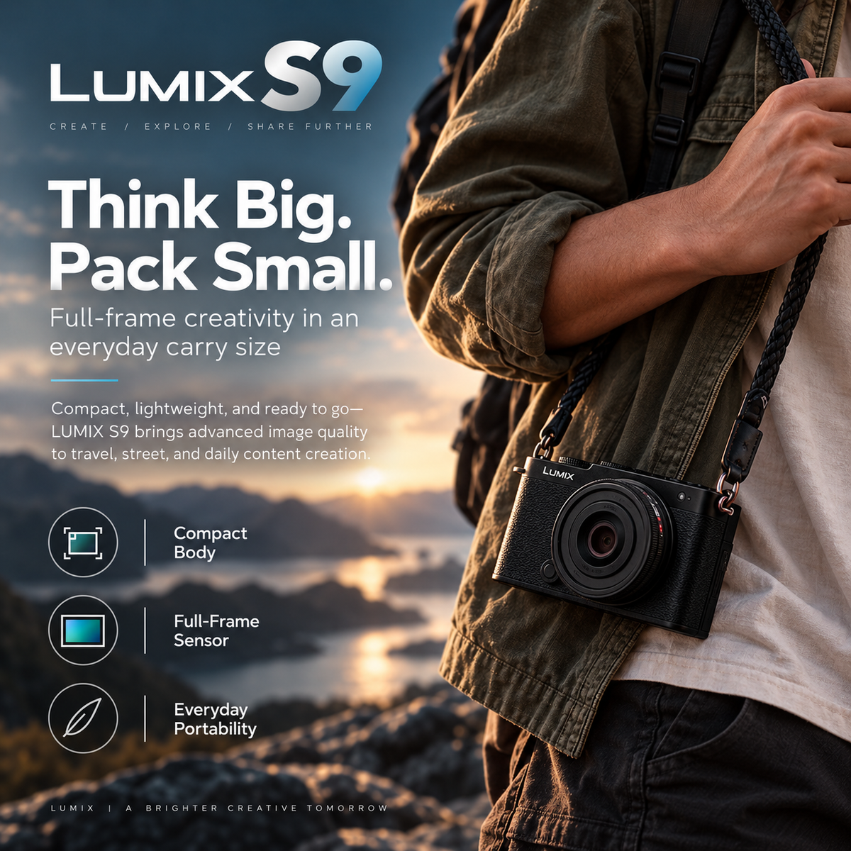 Panasonic LUMIX S9 Full Frame Camera Body with Phase Auto Focus and Panasonic LUMIX S Lens Bundle