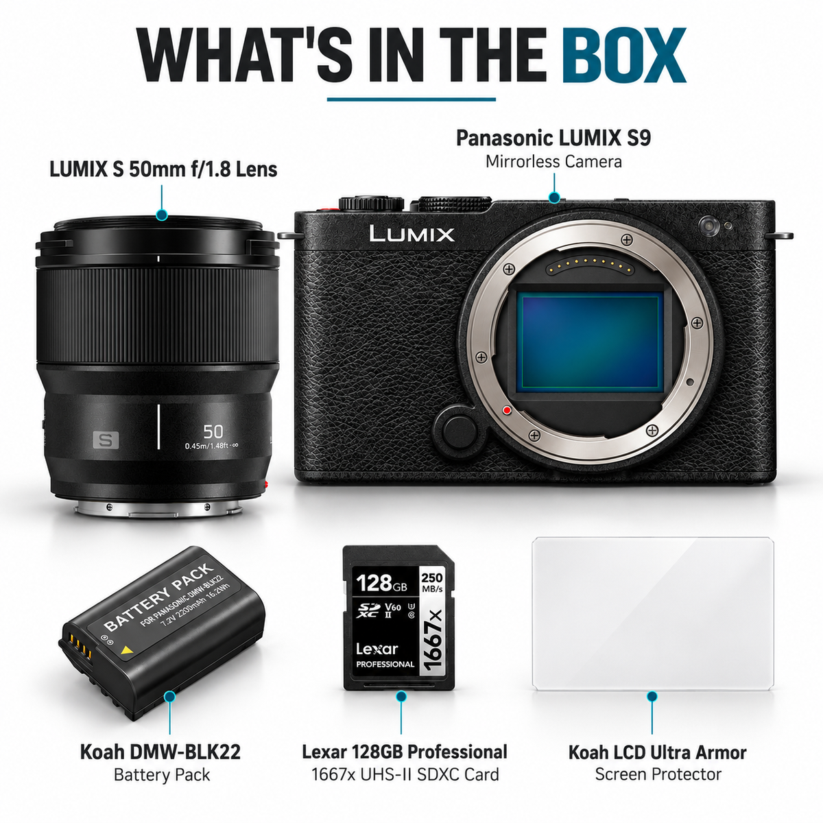 Panasonic LUMIX S9 Full Frame Camera Body with Phase Auto Focus and Panasonic LUMIX S Lens Bundle