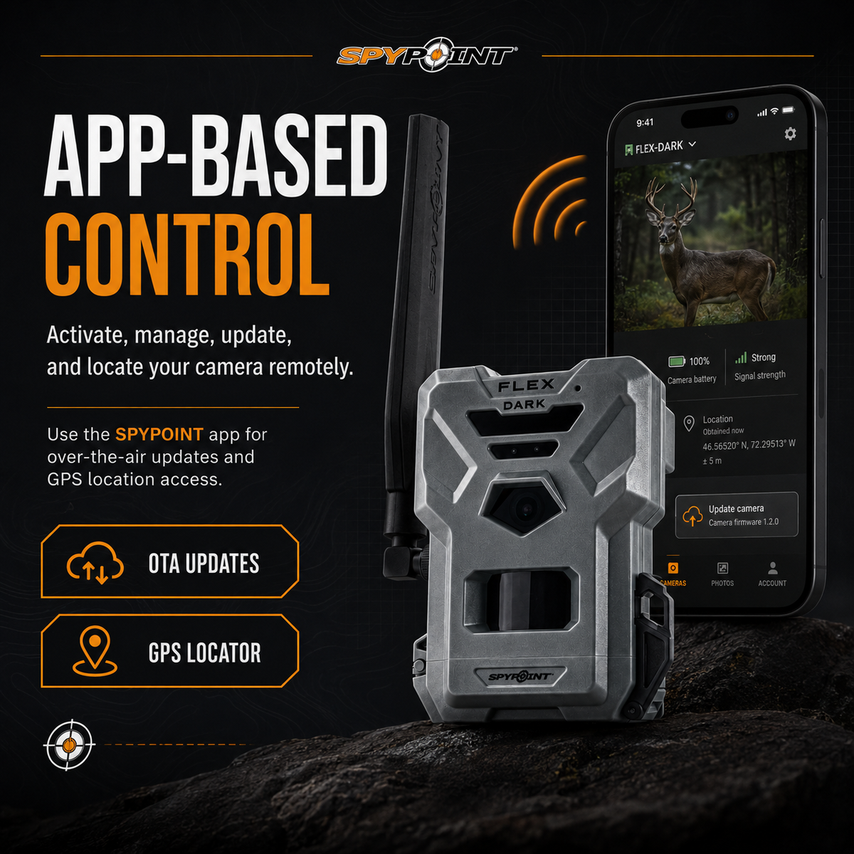SPYPOINT FLEX DARK Cellular Trail Camera 40MP 1080p Video No WiFi with Battery Pack 32GB Card.