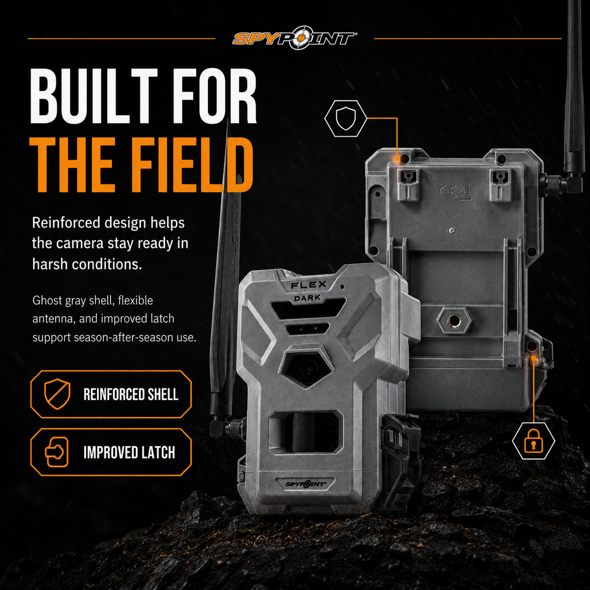 SPYPOINT FLEX DARK Cellular Trail Camera 40MP 1080p Video No WiFi with Battery Pack 32GB Card.