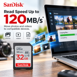 SanDisk Ultra 32GB SDHC UHS-I Memory Card with U1 and Up to 120 MB/s Read Speed