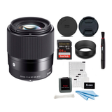 Sigma 30mm f/1.4 DC DN Contemporary Prime Lens for Sony E-Mount 64GB Bundle