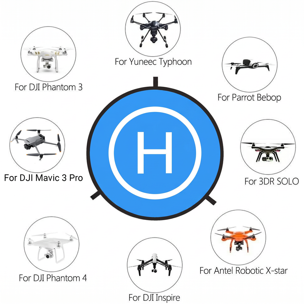 Focus Camera 30 inch Double-Sided Drone Landing Pad with Carrying Case for Universal FPV Quadcopters