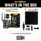 Spypoint FLEX DARK 40MP Cellular Gray Trail Camera (10-Pack) Bundle with Solar Panels & Card Reader