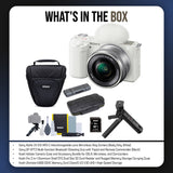 Sony Alpha ZV-E10 APS-C Vlog Camera with 16-50mm Lens (White) and Vlogger Accessory Kit Bundle