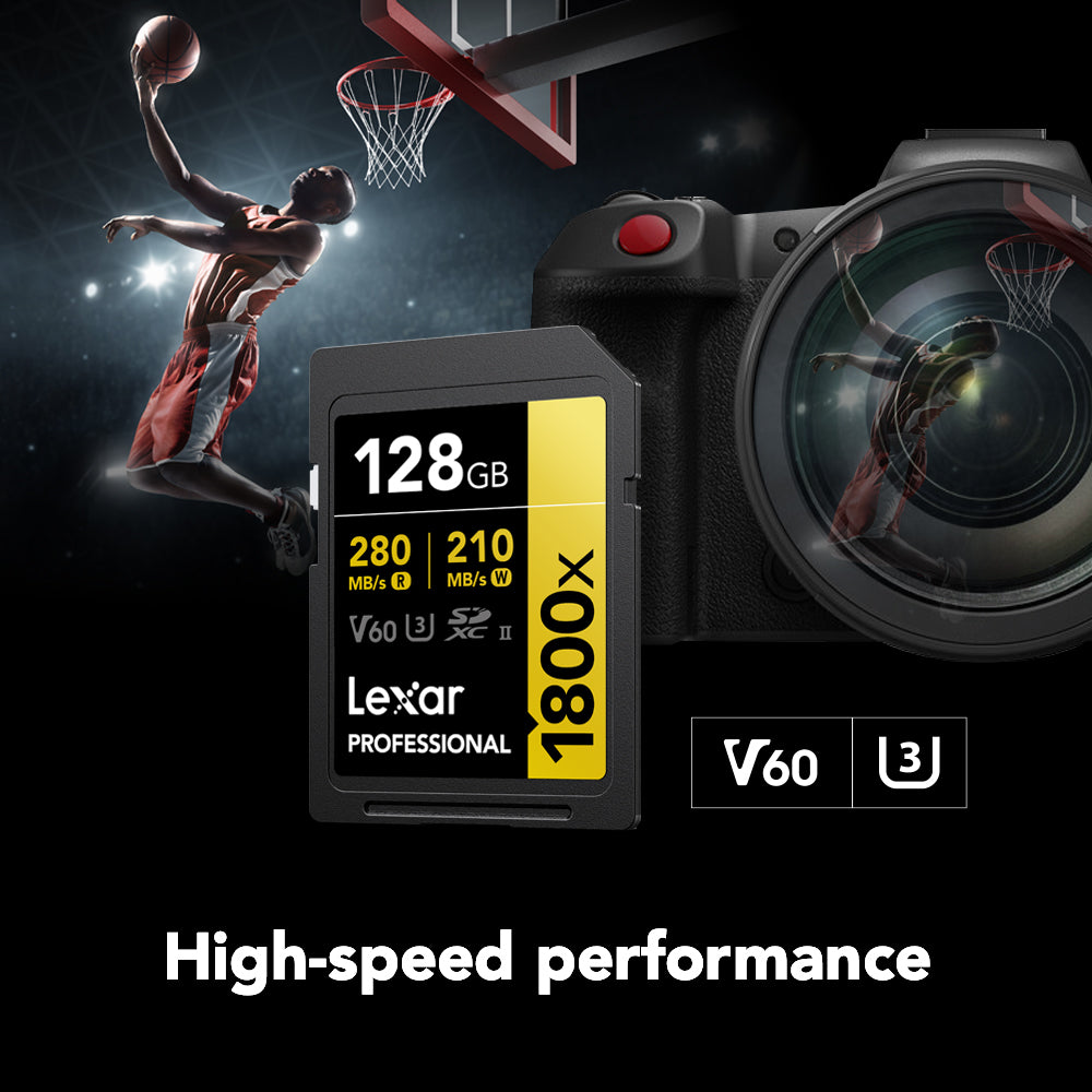 Lexar 128GB Professional 1800x UHS-II SDXC Memory Card (GOLD Series, 2-Pack)