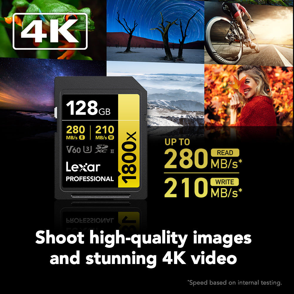 Lexar 128GB Professional 1800x UHS-II SDXC Memory Card (GOLD Series, 2-Pack)