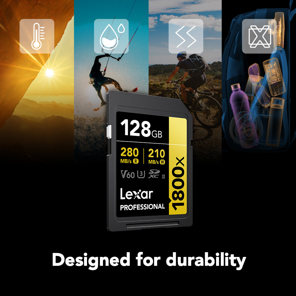 Lexar 128GB Professional 1800x UHS-II SDXC Memory Card (GOLD Series, 2-Pack)