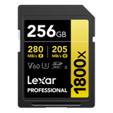 Lexar 256GB Professional 1800x UHS-II SDXC Memory Card (GOLD Series)