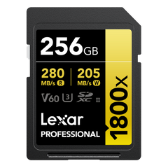 Lexar 256GB Professional 1800x UHS-II SDXC Memory Card (GOLD Series)